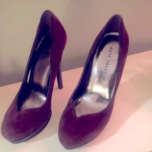 Burgundy suede high heels